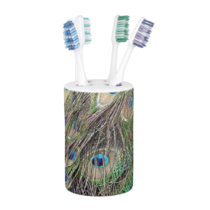 Peacock Printed Toothbrush Holder