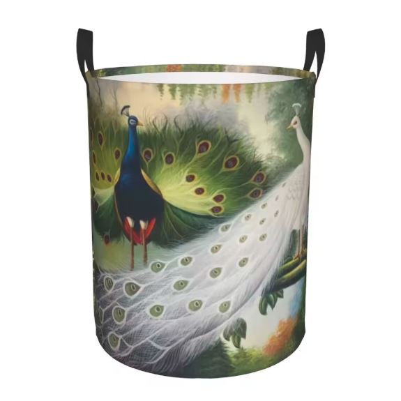 peacock print laundry hamper