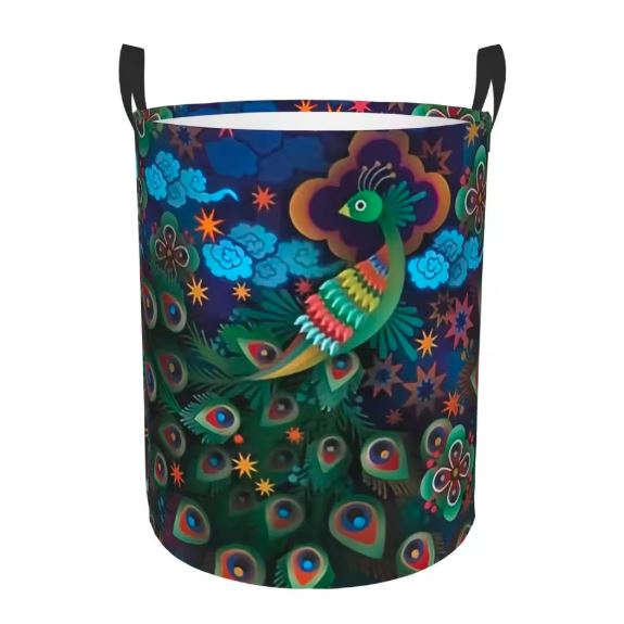 peacock print laundry hamper