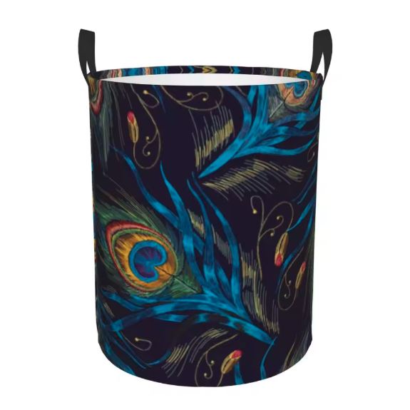peacock print laundry hamper