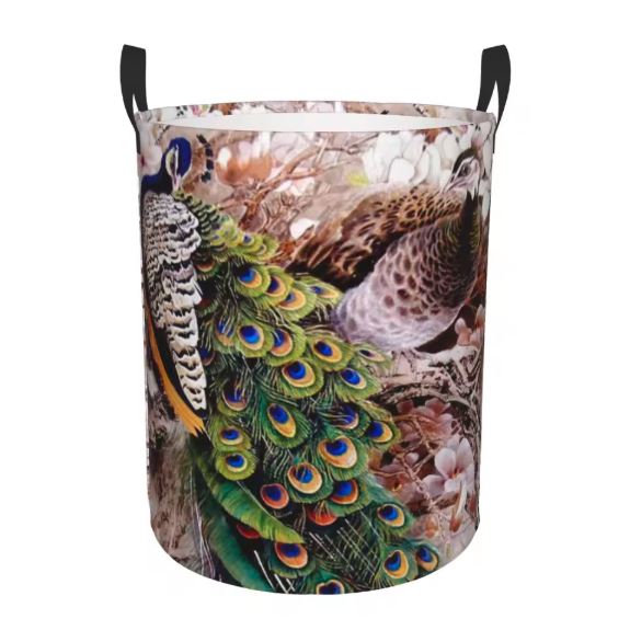 peacock print laundry hamper