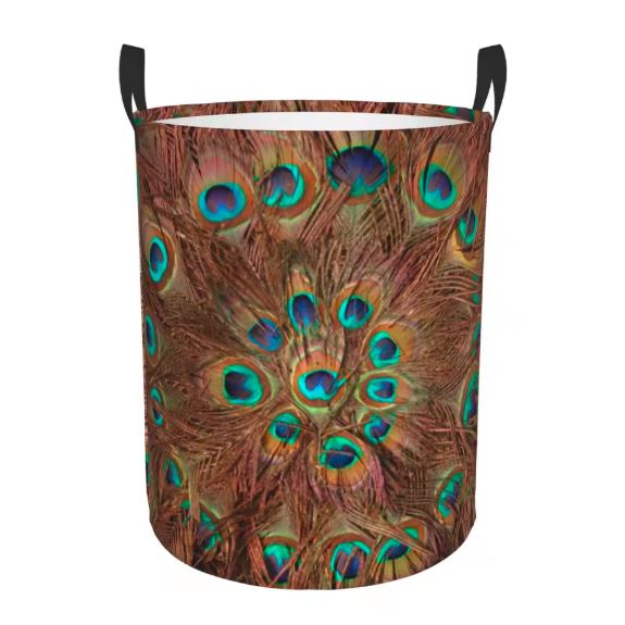 peacock print laundry hamper