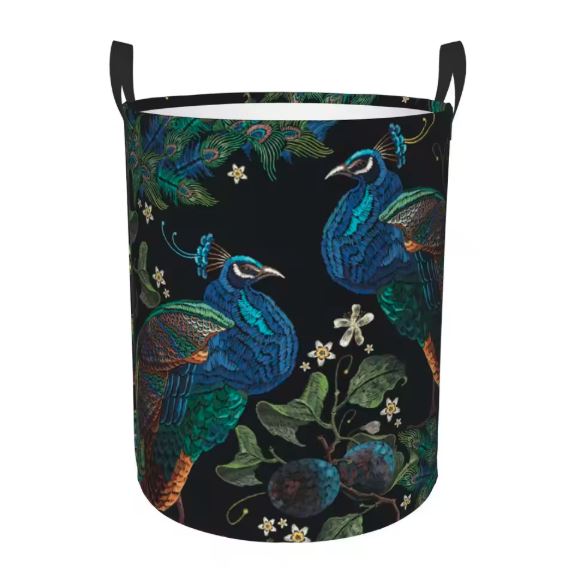 peacock print laundry hamper