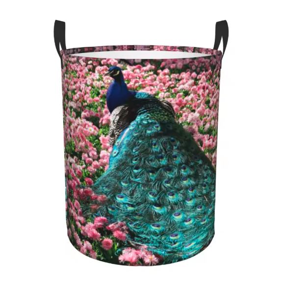 peacock print laundry hamper
