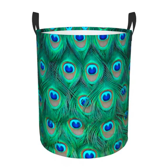 peacock print laundry hamper