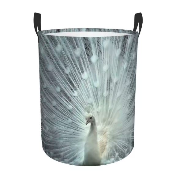 peacock print laundry hamper