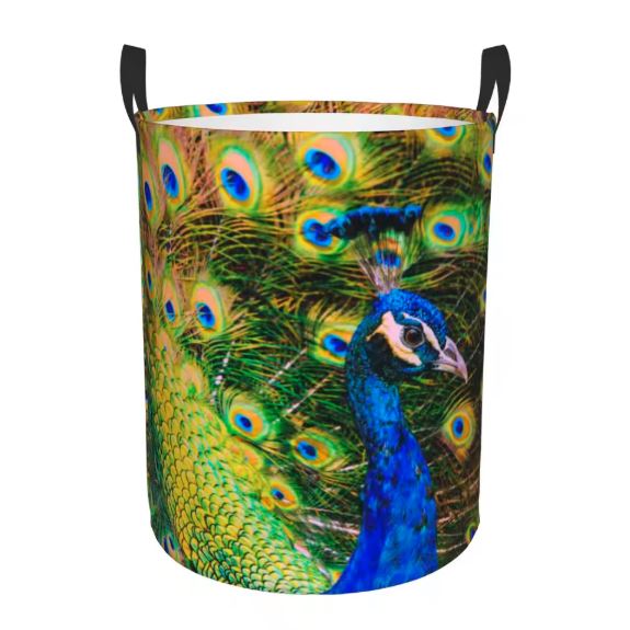 peacock print laundry hamper