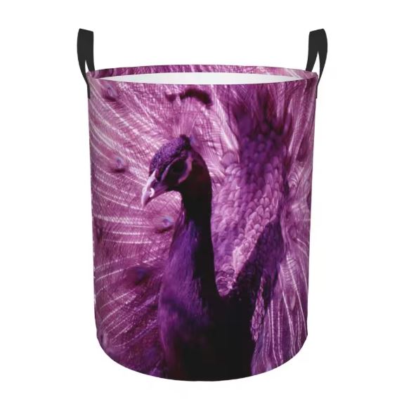 peacock print laundry hamper