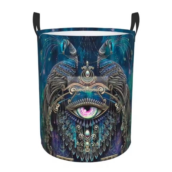 peacock print laundry hamper
