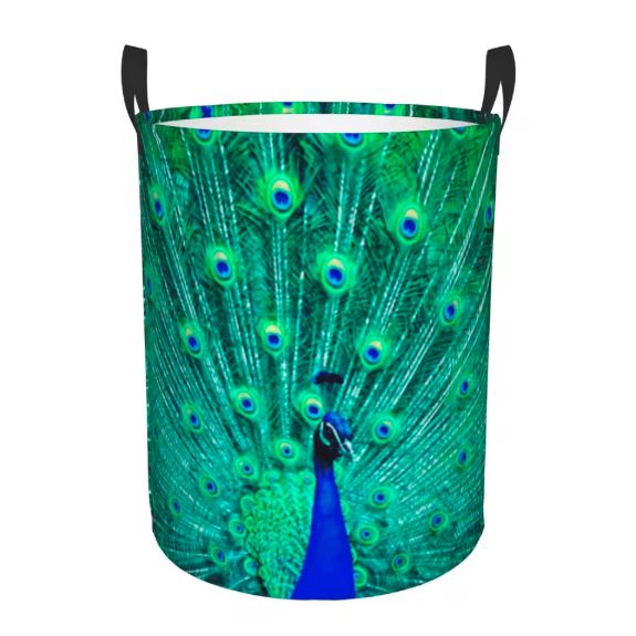 peacock print laundry hamper