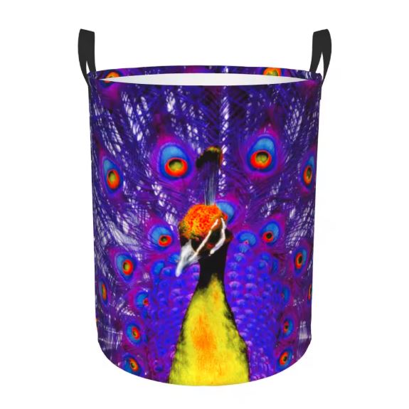 peacock print laundry hamper