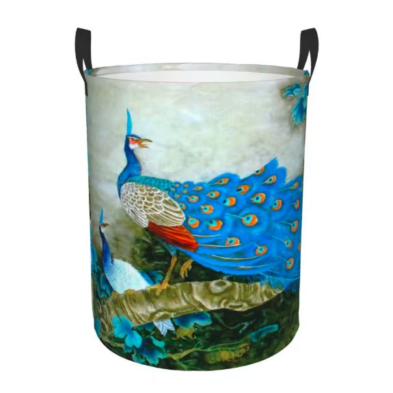 peacock print laundry hamper