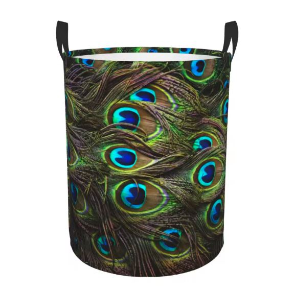 peacock print laundry hamper