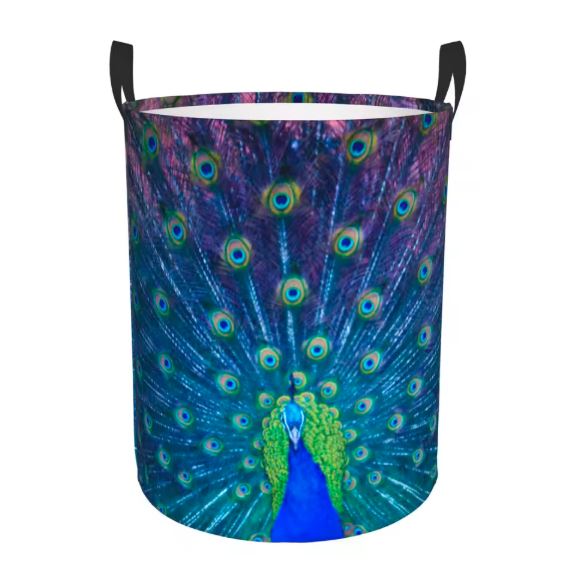 peacock print laundry hamper