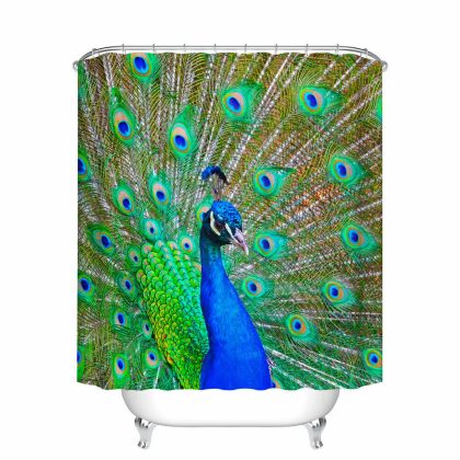 peacock print shower curtain
