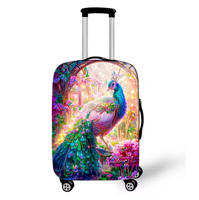 elegant peacock travel luggage cover