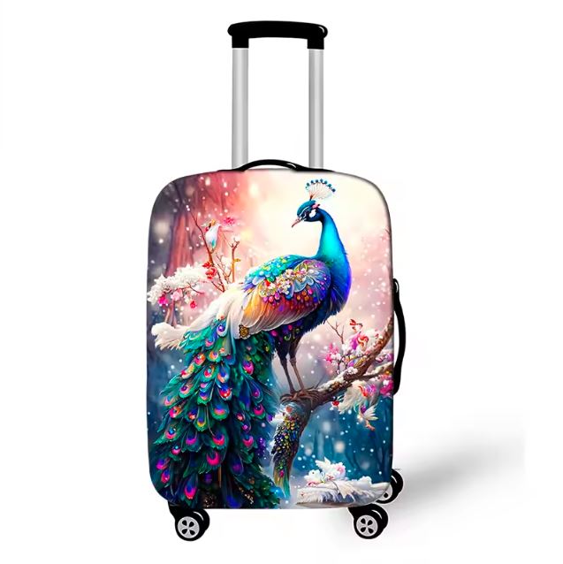 luxury peacock luggage protector cover