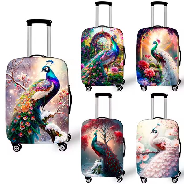 peacock print carry on luggage cover