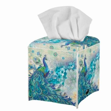 peacock tissue box cover