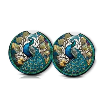 Green Peacock Car Cup Holder Coasters