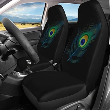 Gradient Green Peacock Feather Car Seat Covers