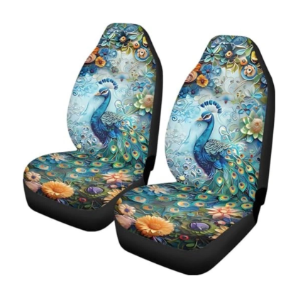 Peacock Flower Print Car Seat Covers