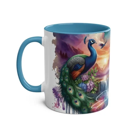 Blue Peacock Ceramic Coffee Mug