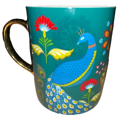 Floral Peacock Ceramic Coffee Mug