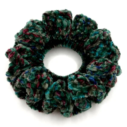 Handmade Peacock Style Green & Blue Crochet Polyester Scrunchie